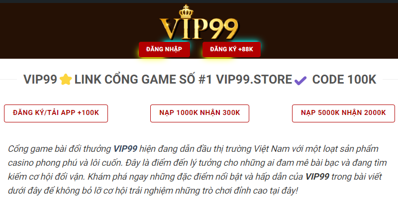 Truy cập link dẫn VIP99 và đăng ký